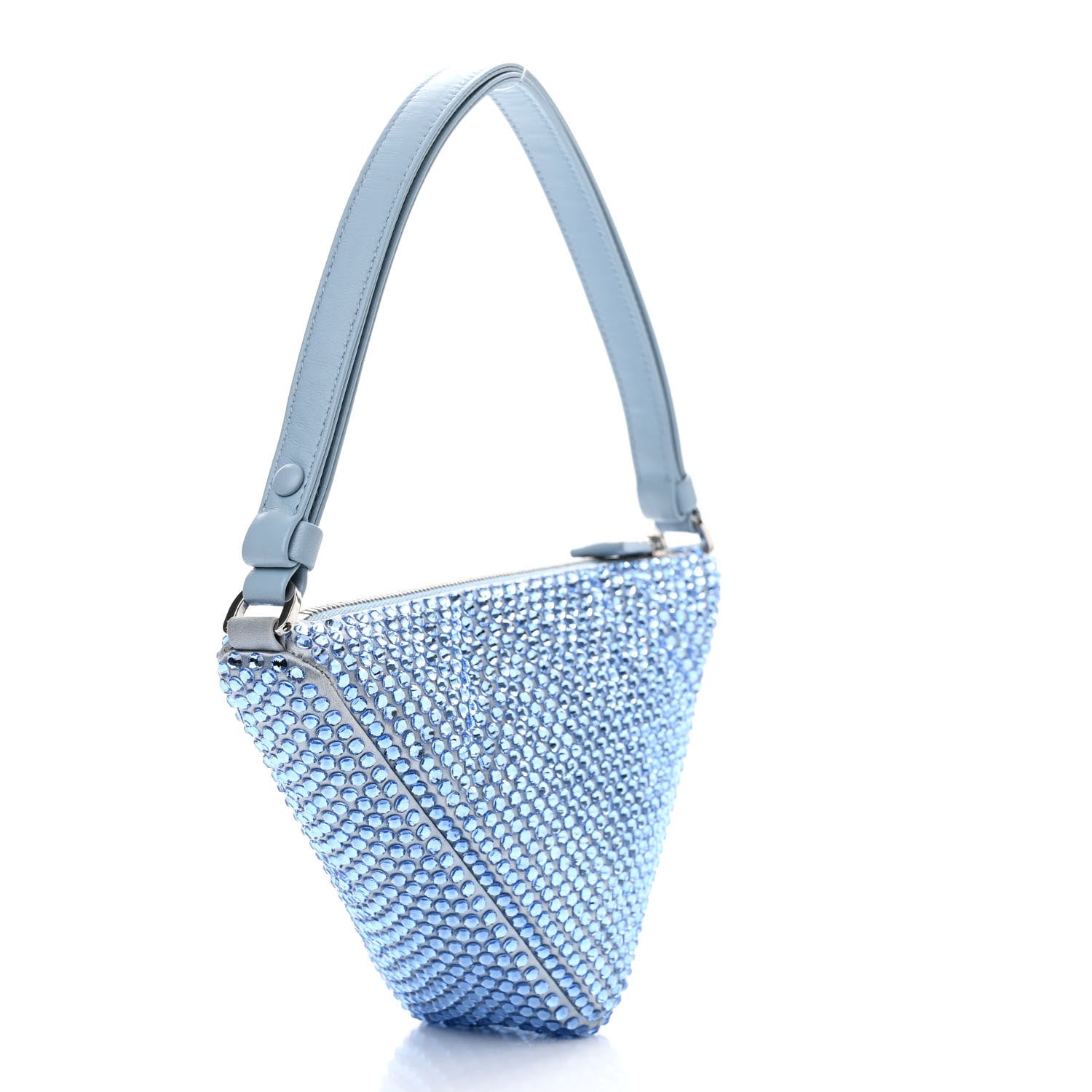 Prada Satin Crystal Triangle Pouch Celeste 2 of 11