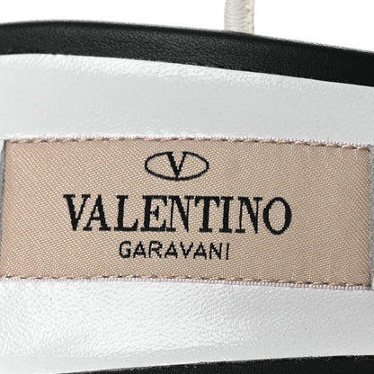 Valentino Garavani Calfskin Free Rockstud Ankle T-Strap 105mm Sandals 37.5 Black Optic White 10 of 12