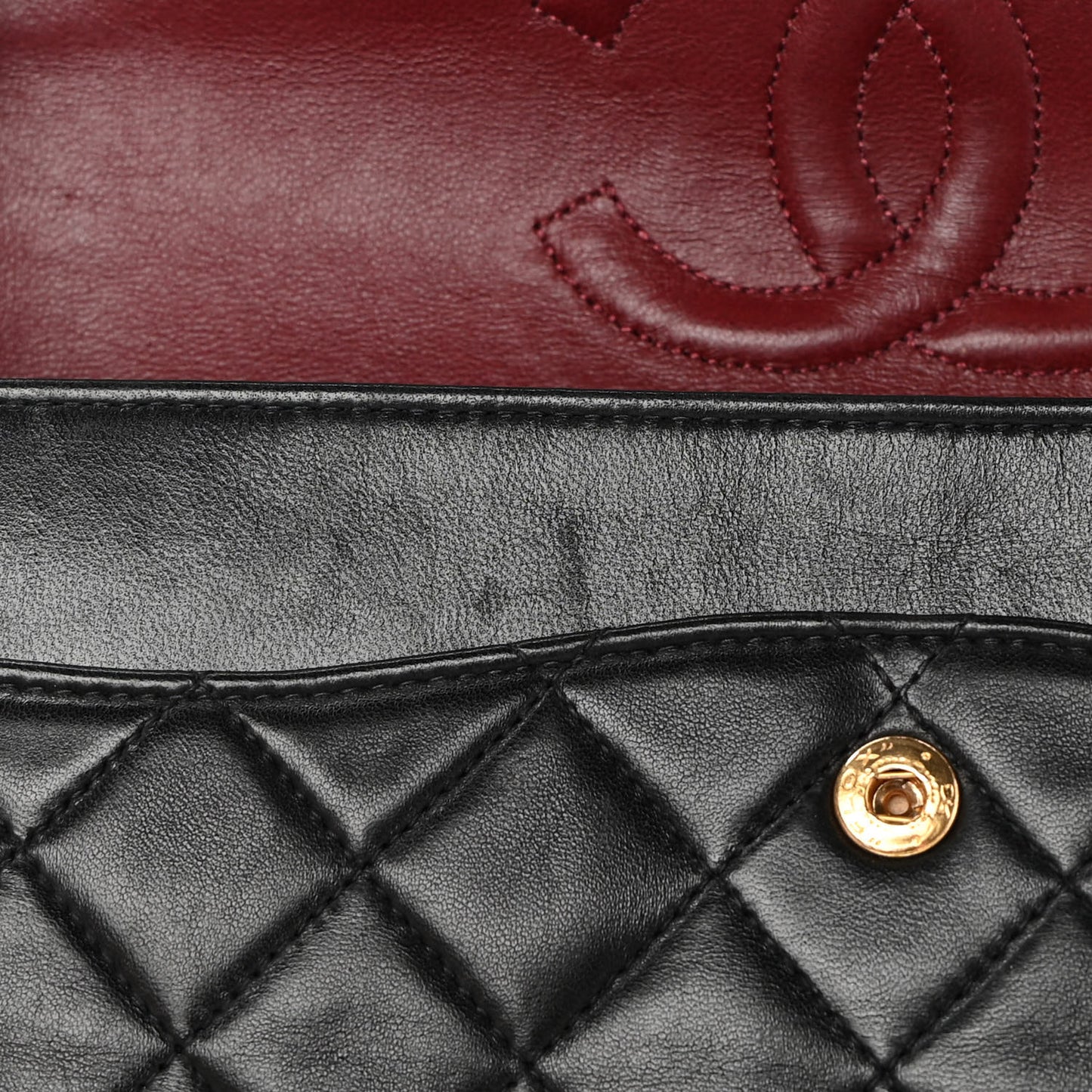Lambskin Quilted Medium Double Flap Black
