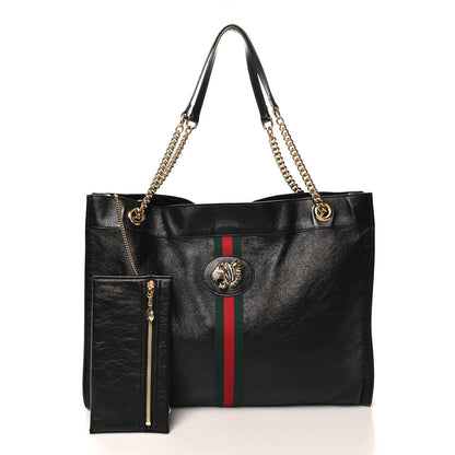 Gucci Calfskin Maxi Rajah Chain Tote Black 3 of 11