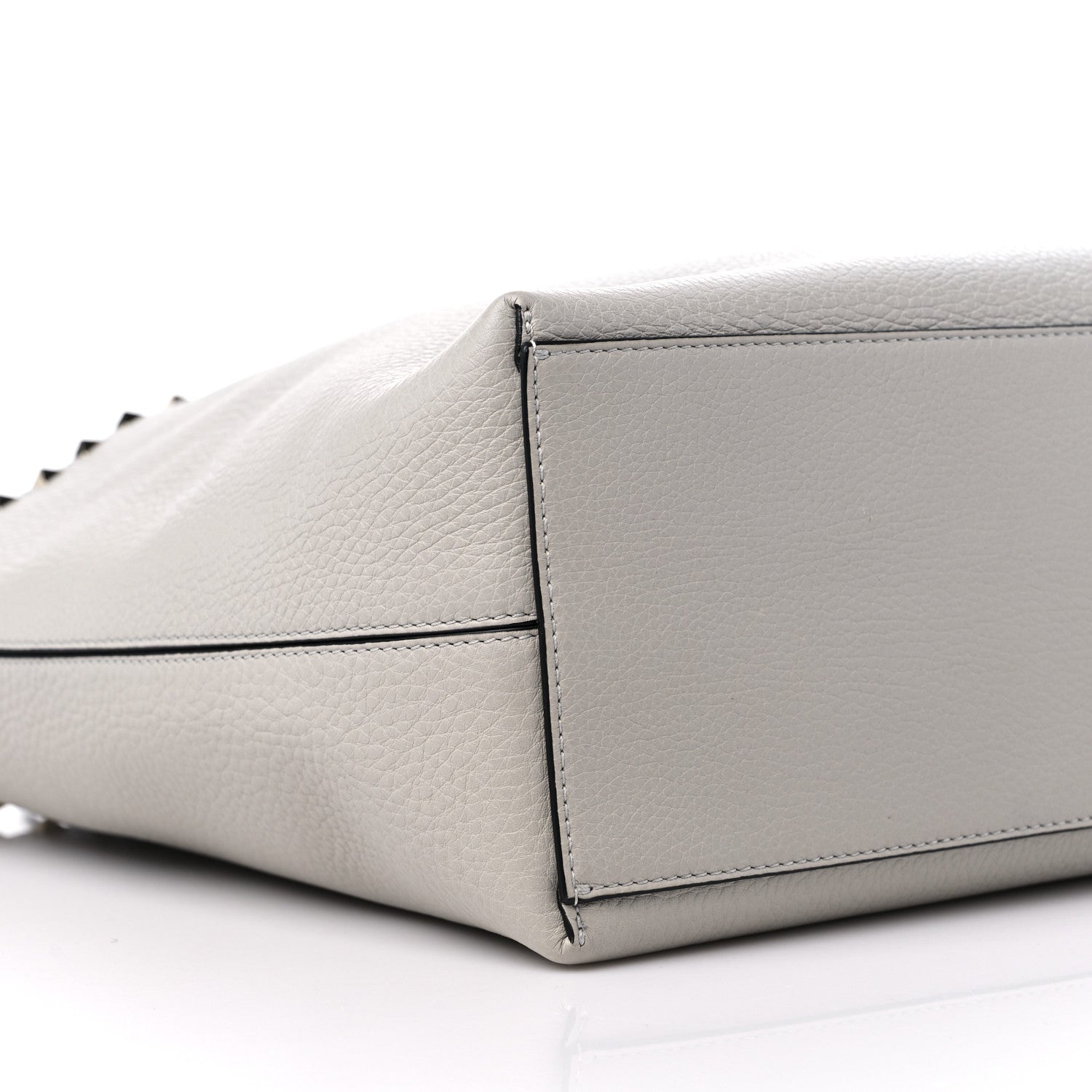 Valentino Garavani Grained Calfskin Rockstud Shoulder Tote Opal Grey 7 of 9