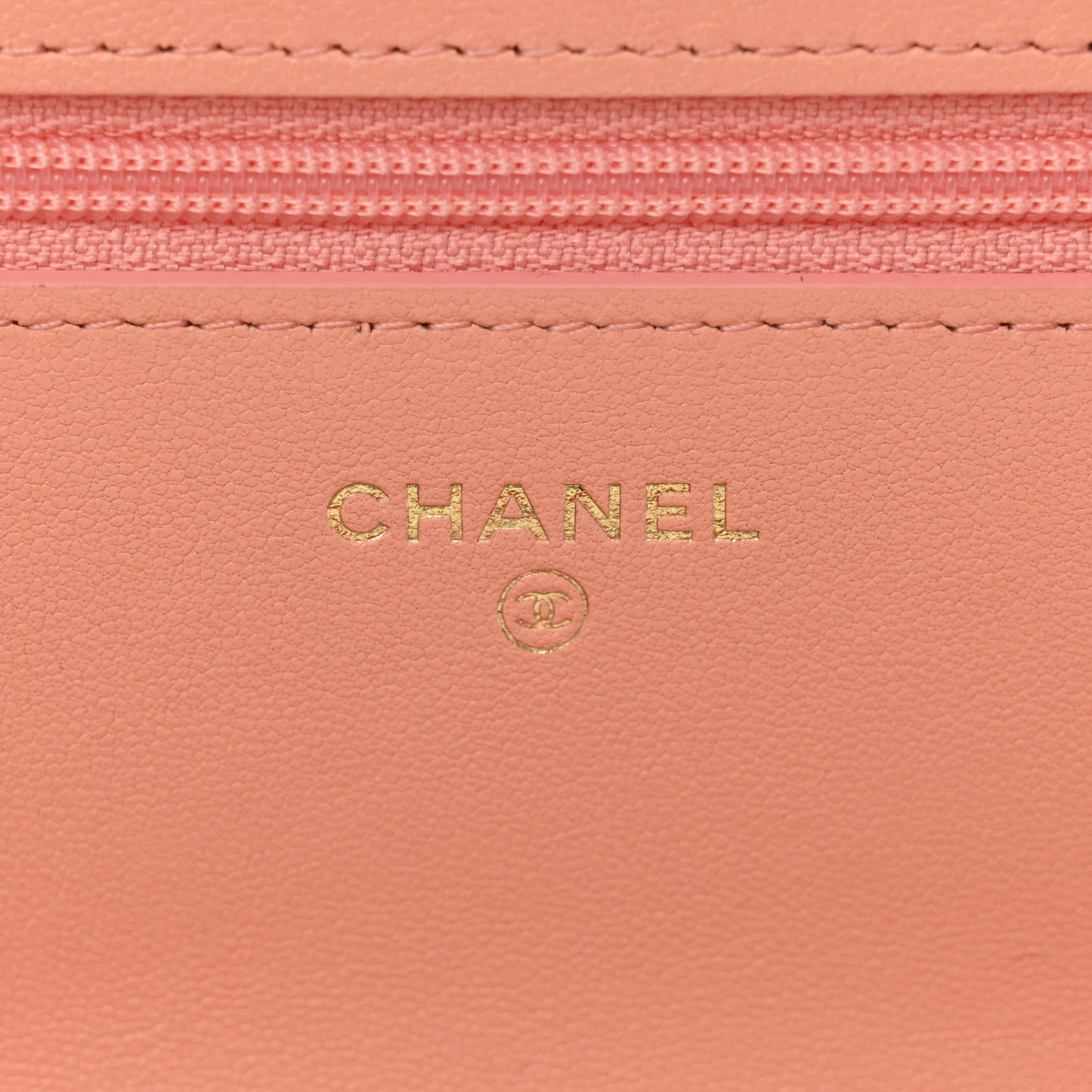 Lambskin Quilted Chanel 19 Wallet On Chain WOC Light Orange