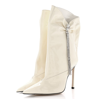 Jimmy Choo Patent Crystal Oriel 95 Boots 36 White 3 of 15