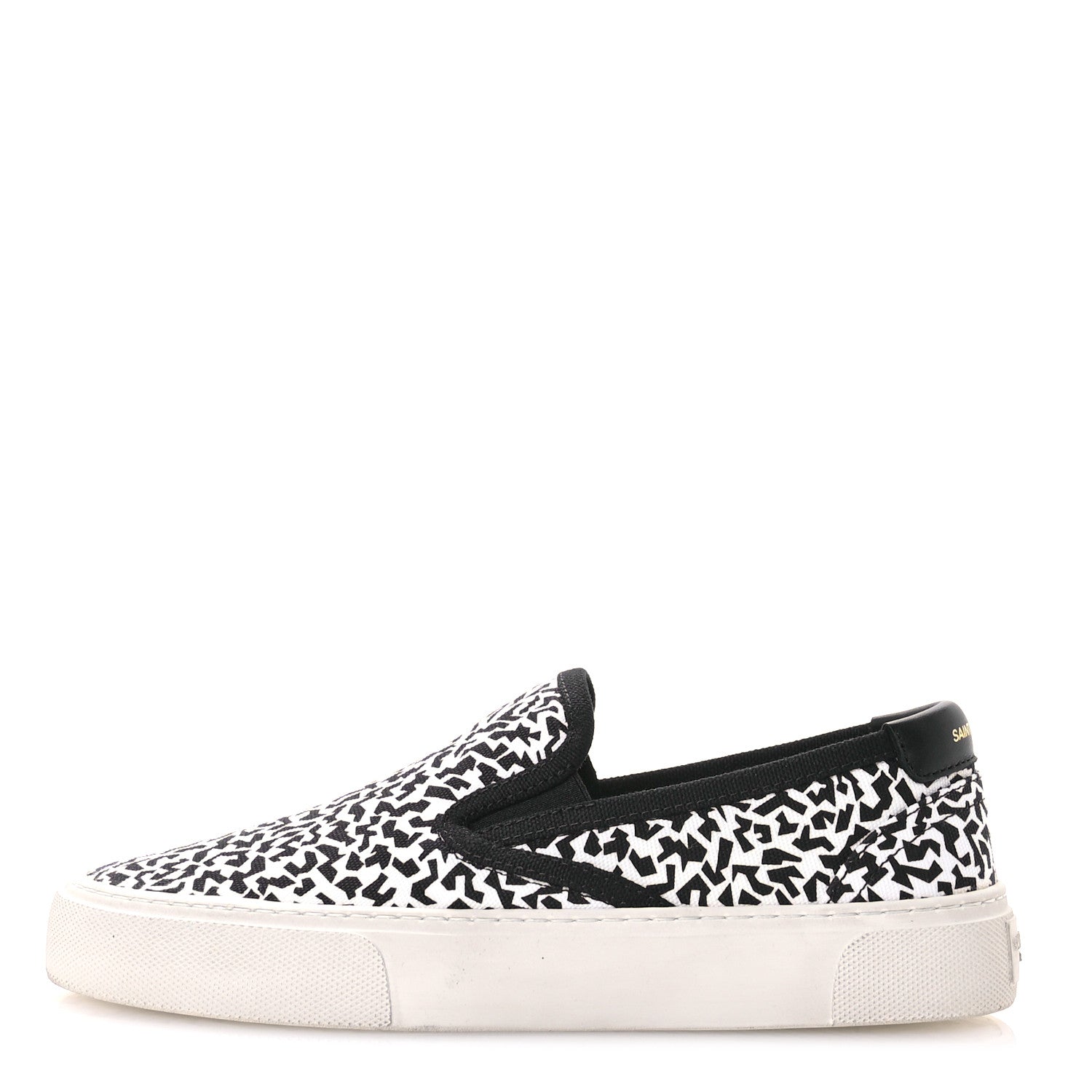 Saint Laurent Canvas Zebra Print Venice Low T Slip On Sneakers 36 White Black 1 of 8