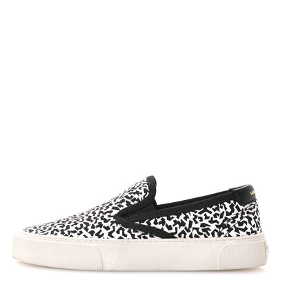 Saint Laurent Canvas Zebra Print Venice Low T Slip On Sneakers 36 White Black 1 of 8