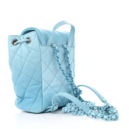 Chanel Shaded Caviar Quilted Lacquered CC My Everything Drawstring Backpack Blue Light Blue 3 of 10
