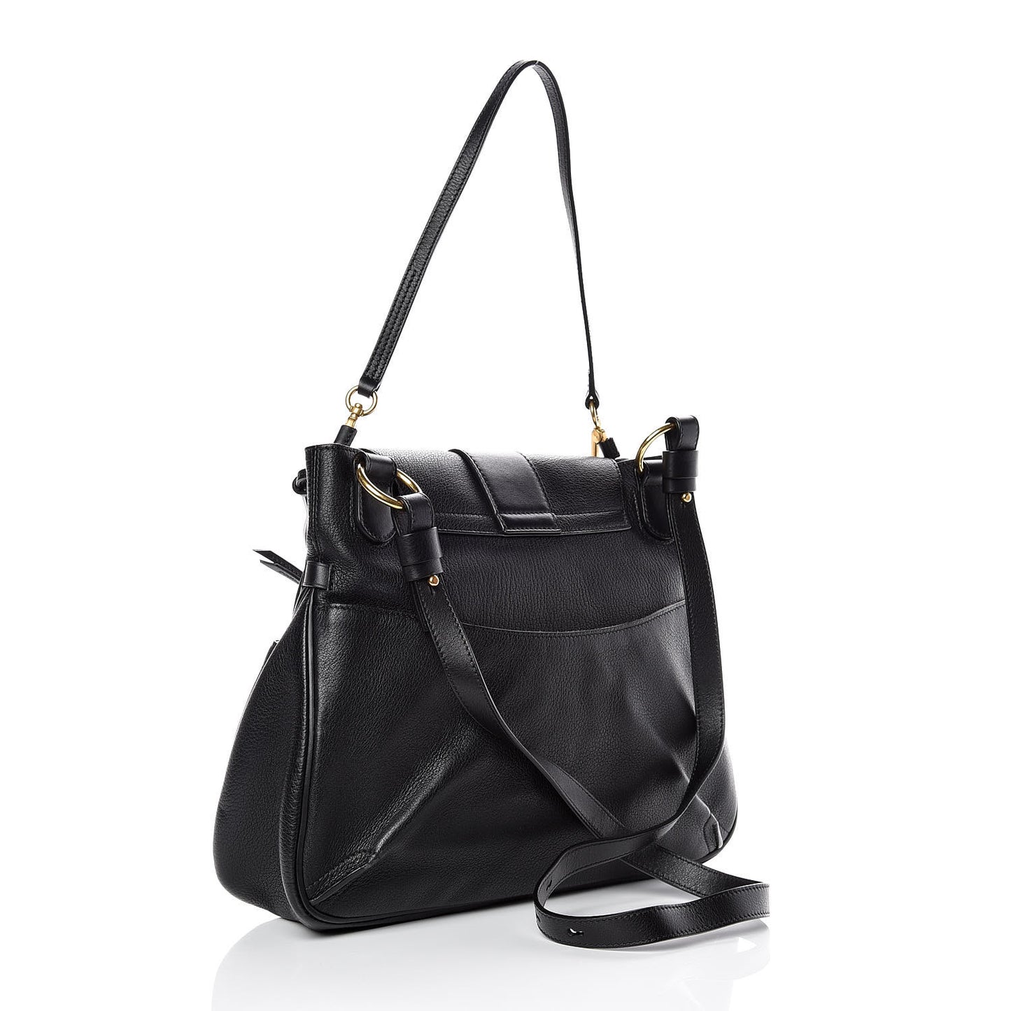 Grained Lambskin Calfskin Medium Lexa Shoulder Bag Black