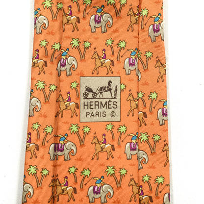 Hermes Silk Mens Indian Jockey Neck Tie Orange Vif Fuschia Vert Pomme 2 of 3