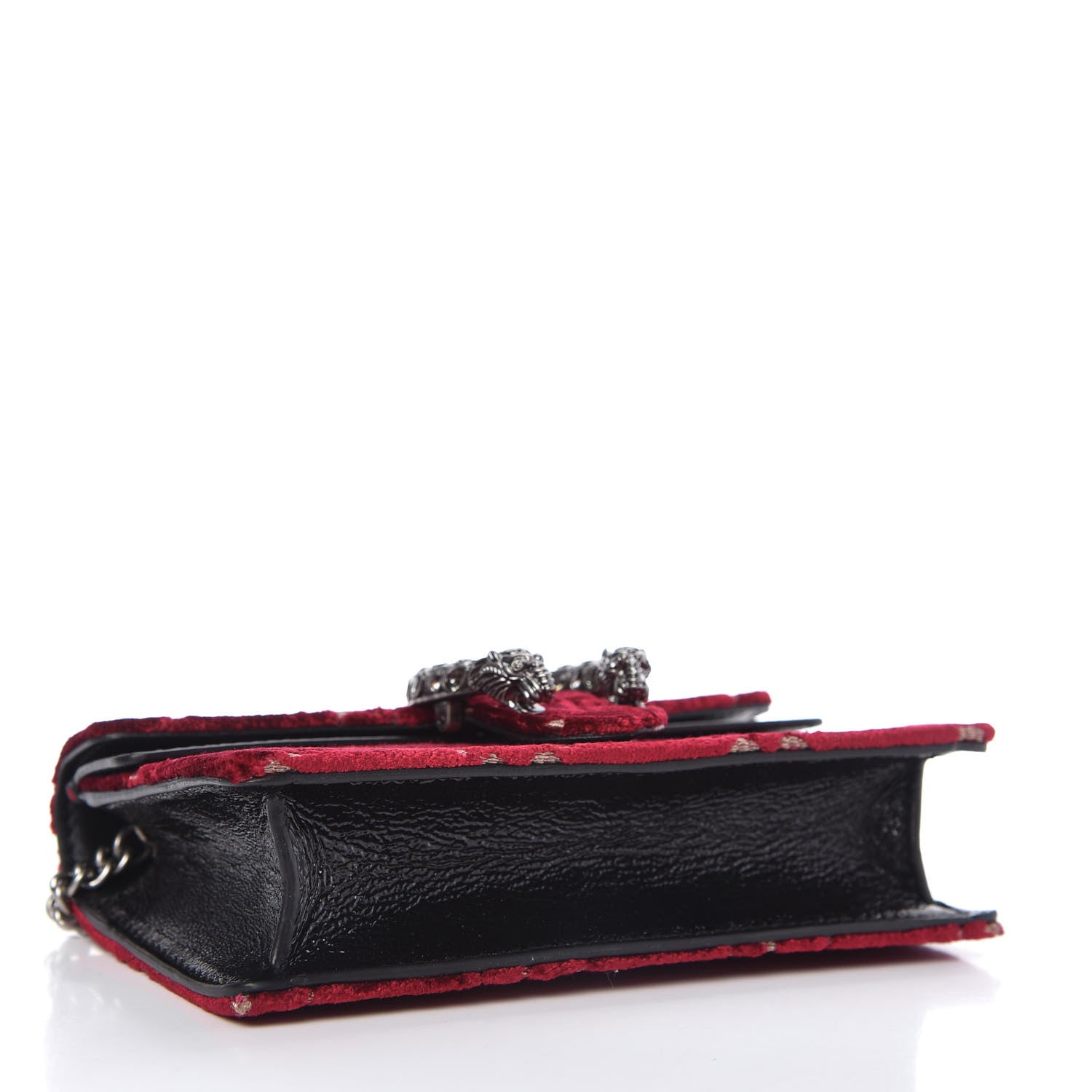 Gucci Velvet GG Monogram Super Mini Dionysus Shoulder Bag Red Cipria Black 4 of 10