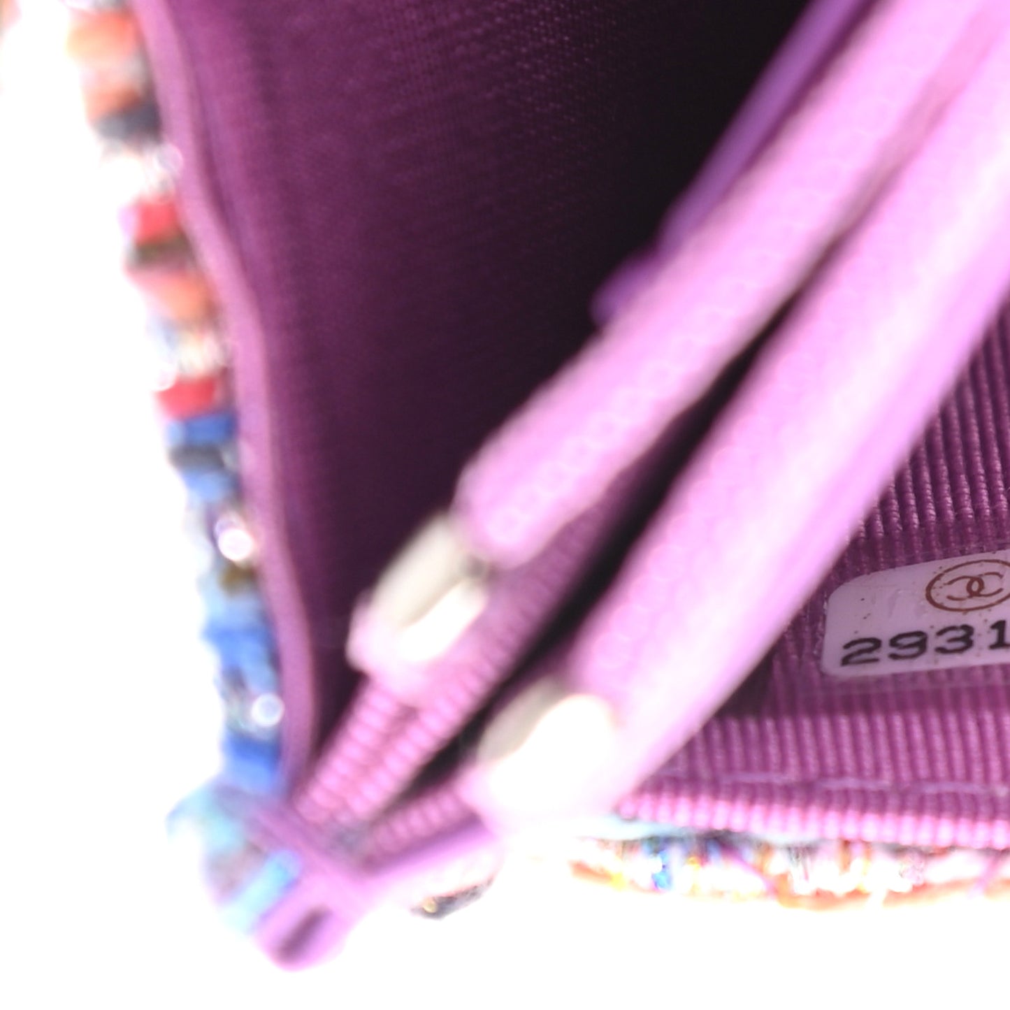 Tweed Iridescent Wallet On Chain WOC Blue Pink Orange Silver
