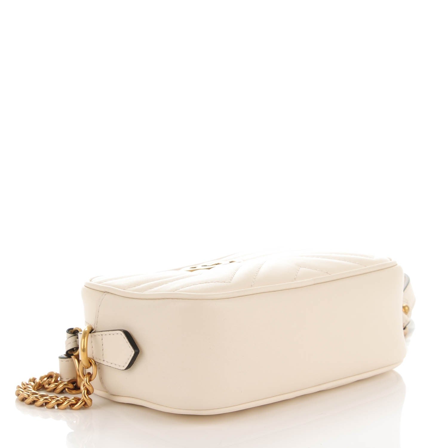 Gucci Calfskin Matelasse Mini GG Marmont Chain Shoulder Bag White 4 of 7
