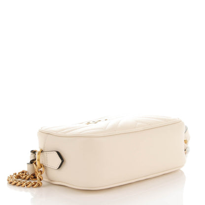 Gucci Calfskin Matelasse Mini GG Marmont Chain Shoulder Bag White 4 of 7