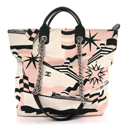 Chanel Canvas Cruise Print Tote Pink White Black 1 of 10