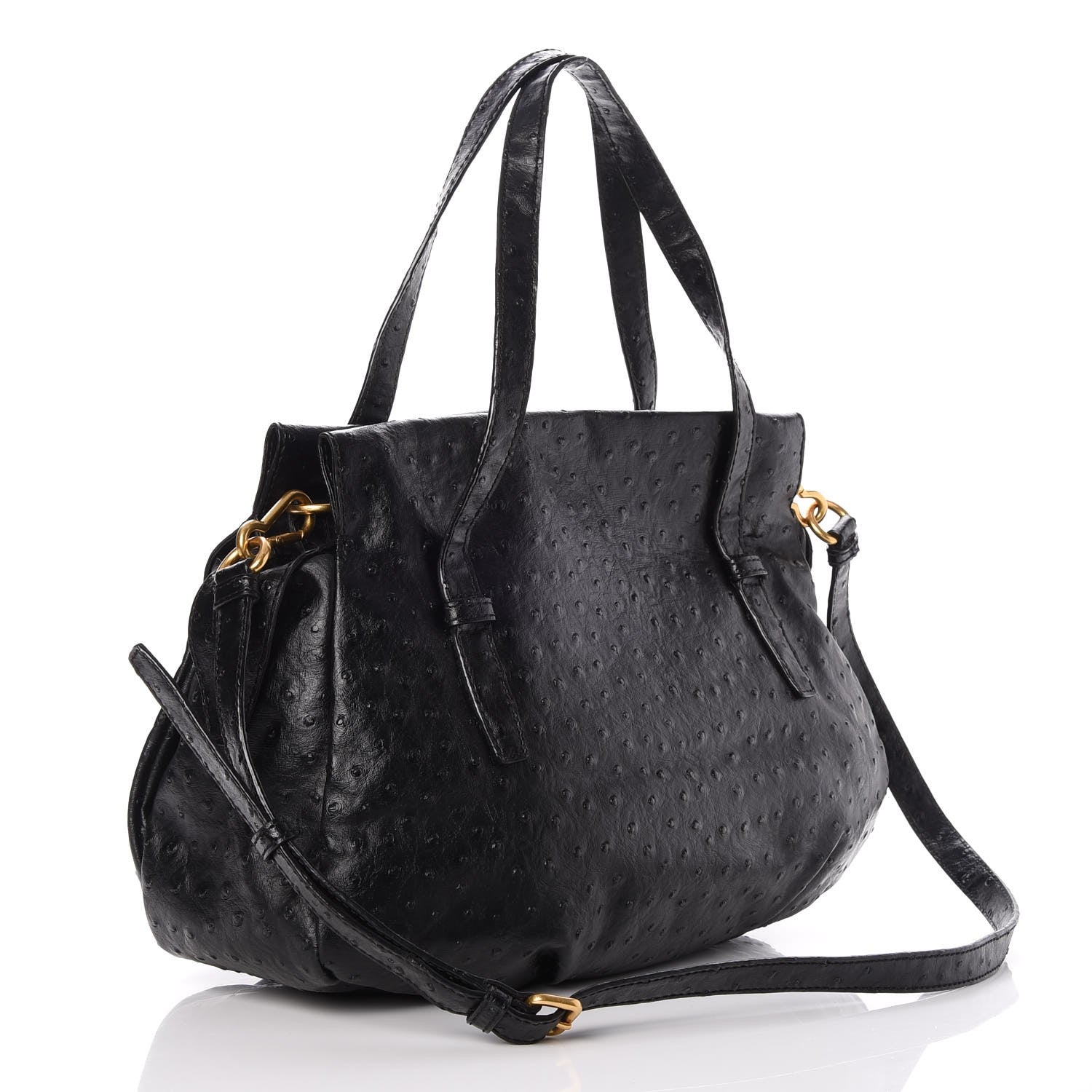 Marc Jacobs MARC By Ostrich Ozzie Aurora Satchel Tote Black 3 of 7