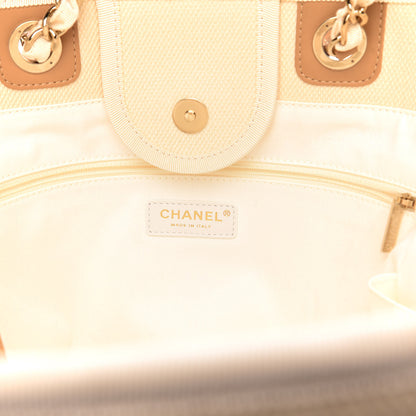 Chanel Canvas Pearl Medium Deauville Tote Ecru Beige 7 of 11