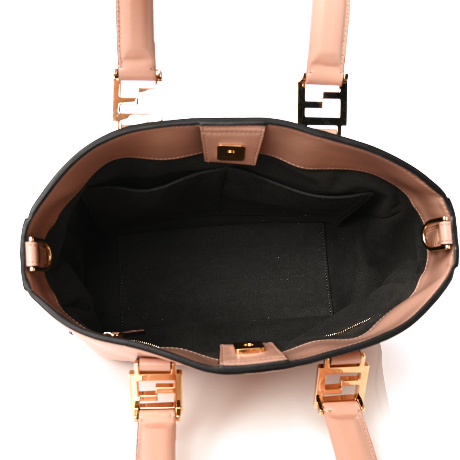 Fendi Vitello Glacier Small FF Tote Rosa Bourbon 4 of 13