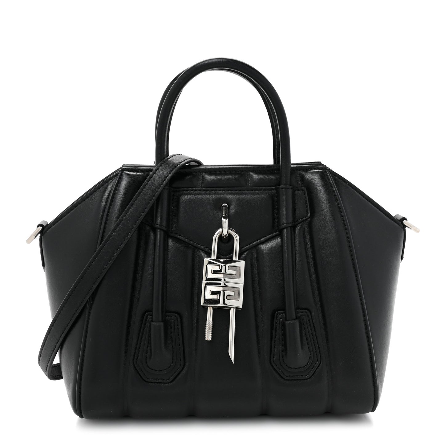 Box Calfskin Padded Mini Lock Antigona Shoulder Bag Black