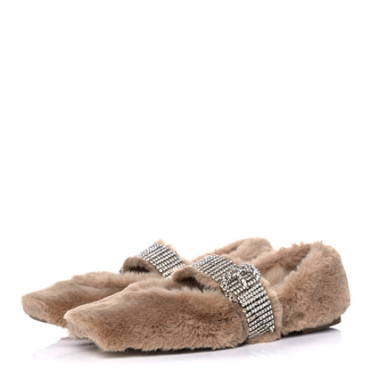 Jimmy Choo Faux Fur Crystal Krista Flats 41 Teddy 3 of 9