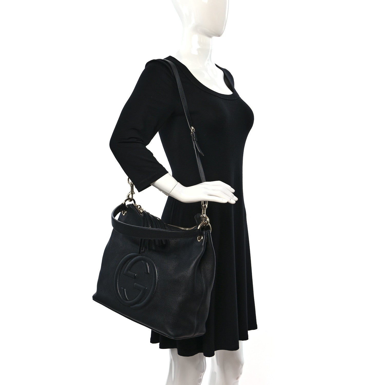 Gucci Pebbled Calfskin Large Soho Hobo Black 2 of 12