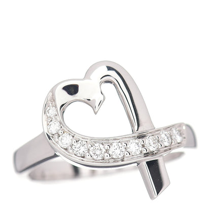 Tiffany 18K White Gold Diamond Paloma Picasso Loving Heart Ring 50 5.5 1 of 4