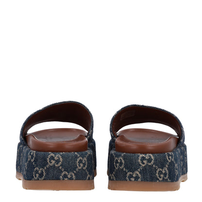 Gucci New Denim GG Monogram Angelina Platform 55mm Slide Sandals 37 Blue Tea 7 of 10