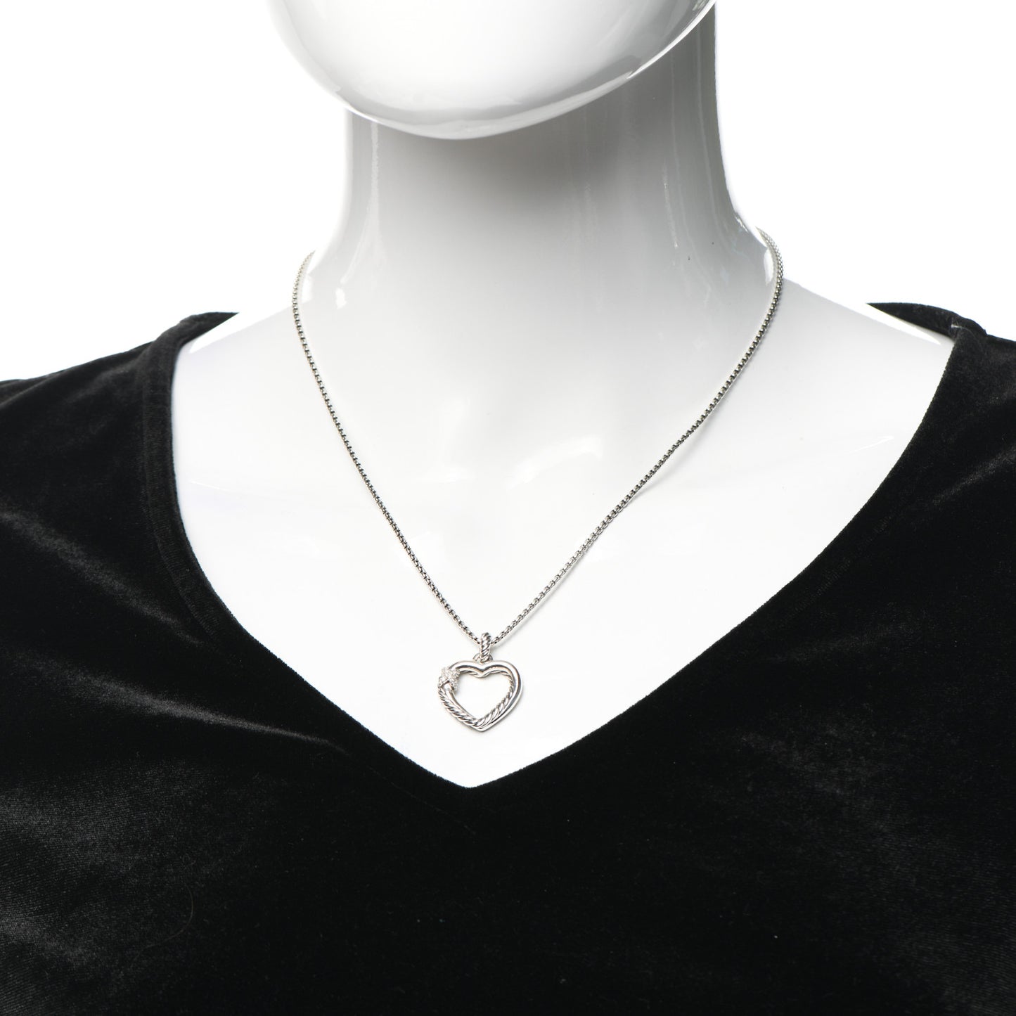 Sterling Silver Diamond Petite X Heart Necklace