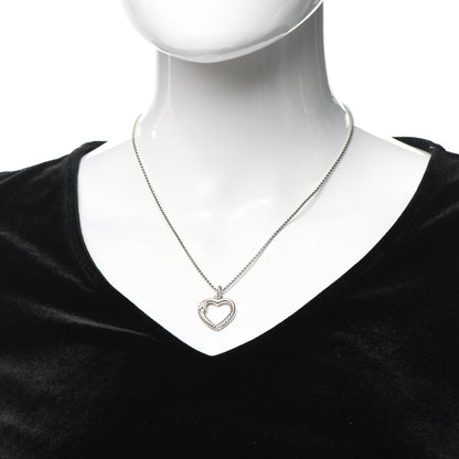 David Yurman Sterling Silver Diamond Petite X Heart Necklace 2 of 5