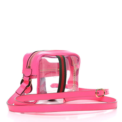 Gucci Vinyl Web Mini Ophidia Transparent Shoulder Bag Fluorescent Fuchsia 3 of 9