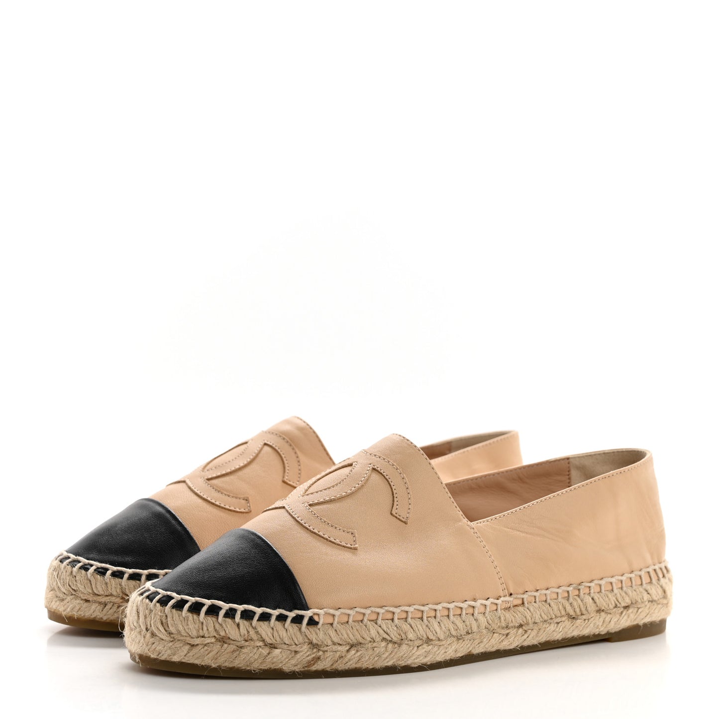 Lambskin CC Espadrilles 38 Beige Black