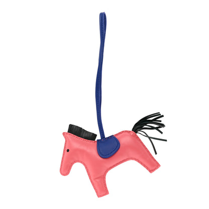 Hermes Milo Lambskin Grigri Rodeo Bag Charm MM Rose Azalee Bleu Electrique Vert Cypress 1 of 4