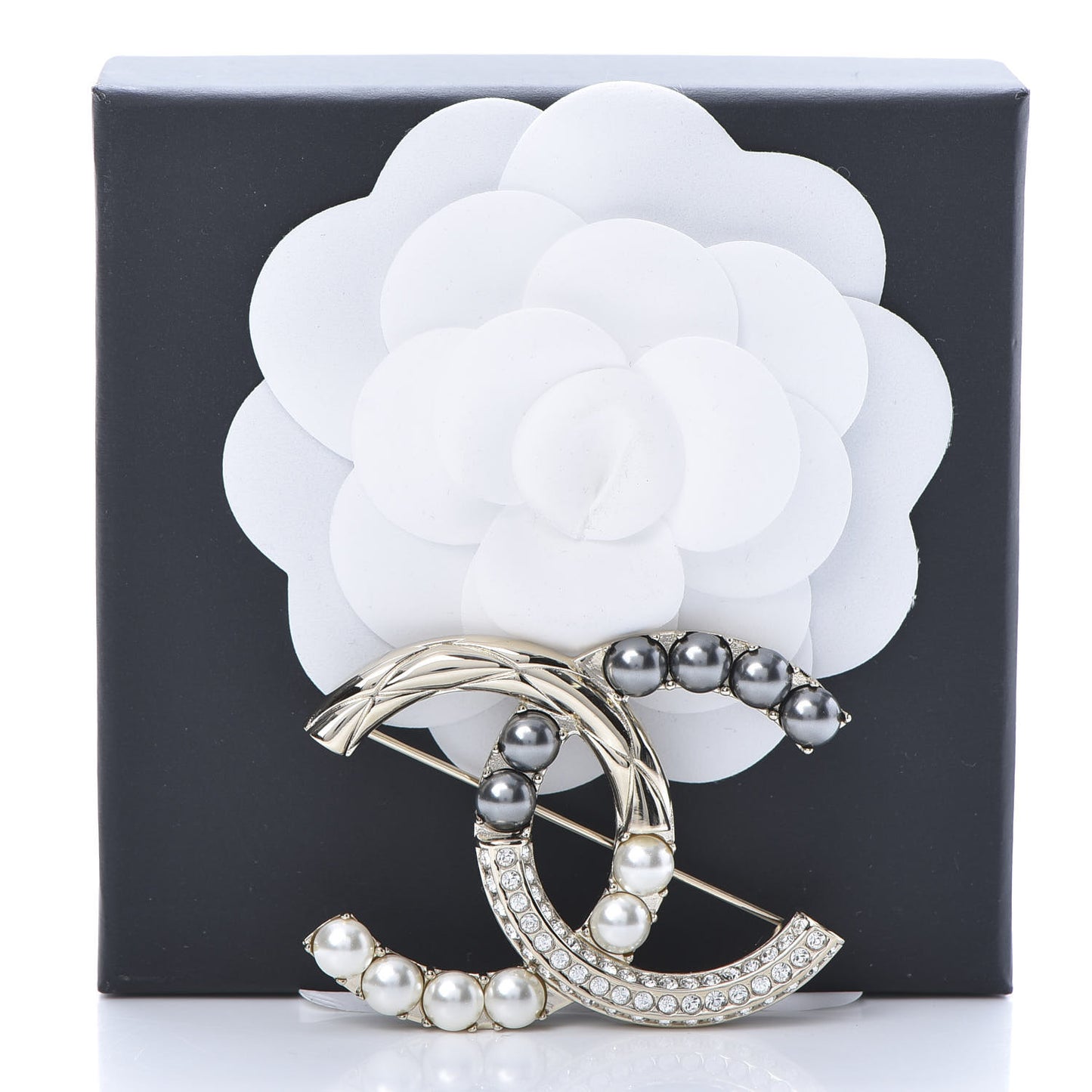 Pearl Crystal Bright Young Thing CC Brooch Gold