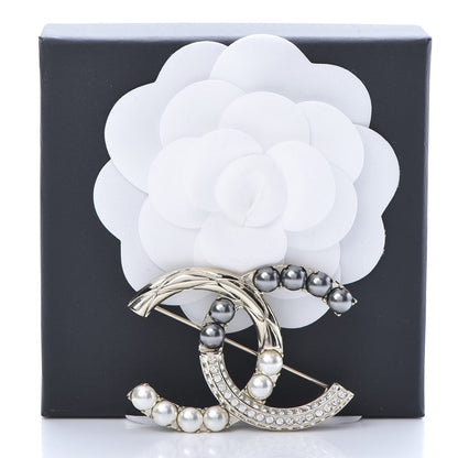 Chanel Pearl Crystal Bright Young Thing CC Brooch Gold 5 of 5