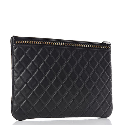 Chanel Calfskin Quilted Medium Boy Chain Around Cosmetic Case Black 3 of 7