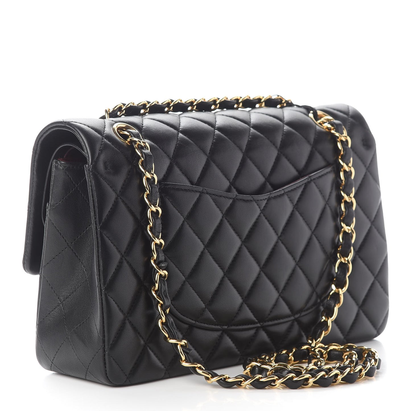 Lambskin Quilted Medium Double Flap Black