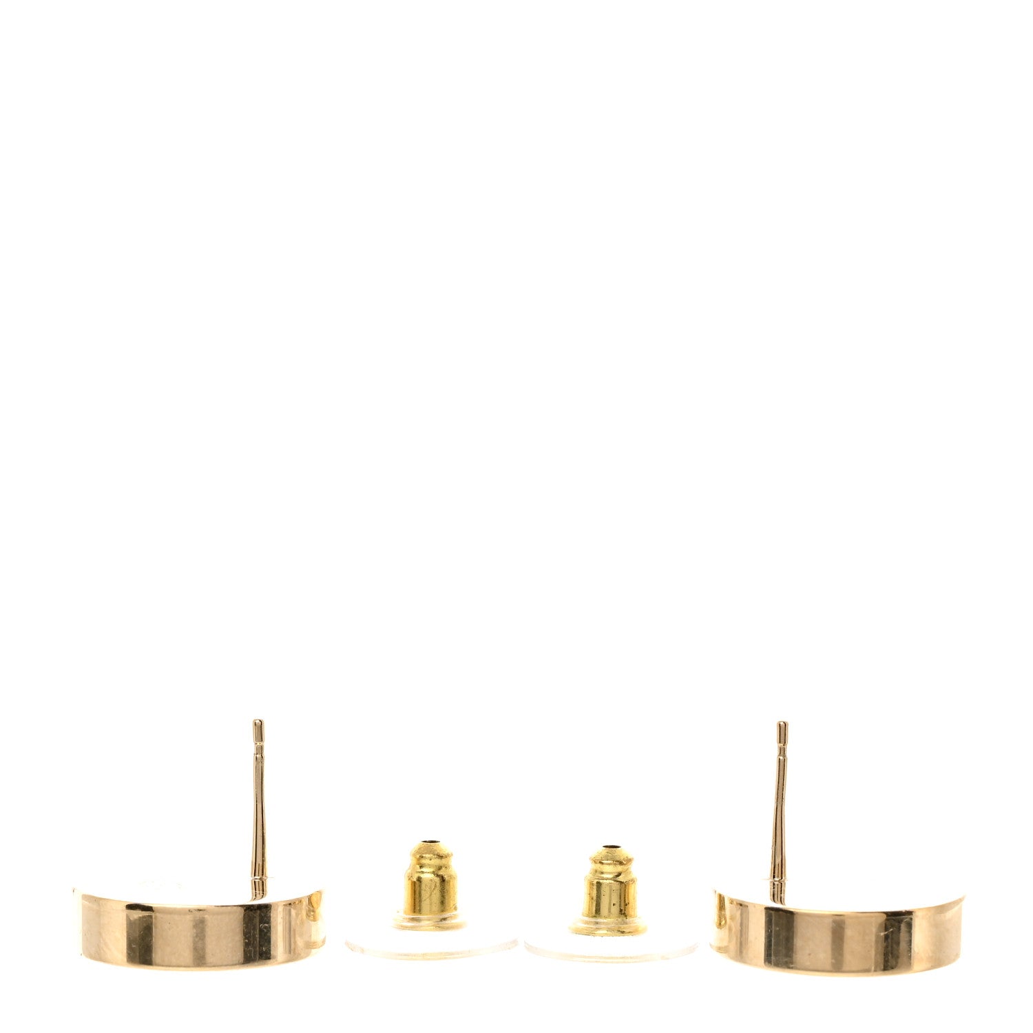Chanel Resin CC Round Earrings Gold Black 3 of 4