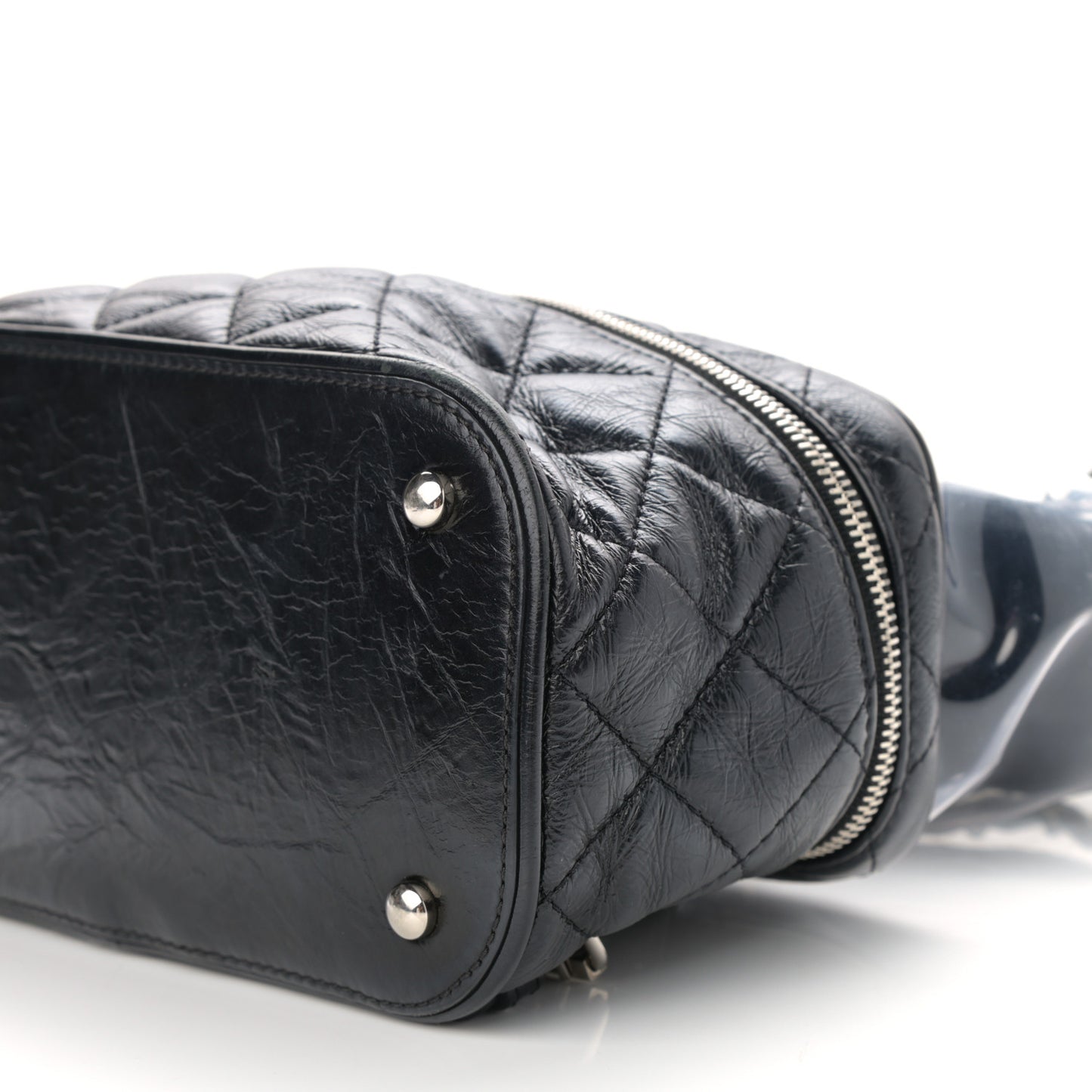 Crumpled Calfskin PVC Quilted Backpack Black