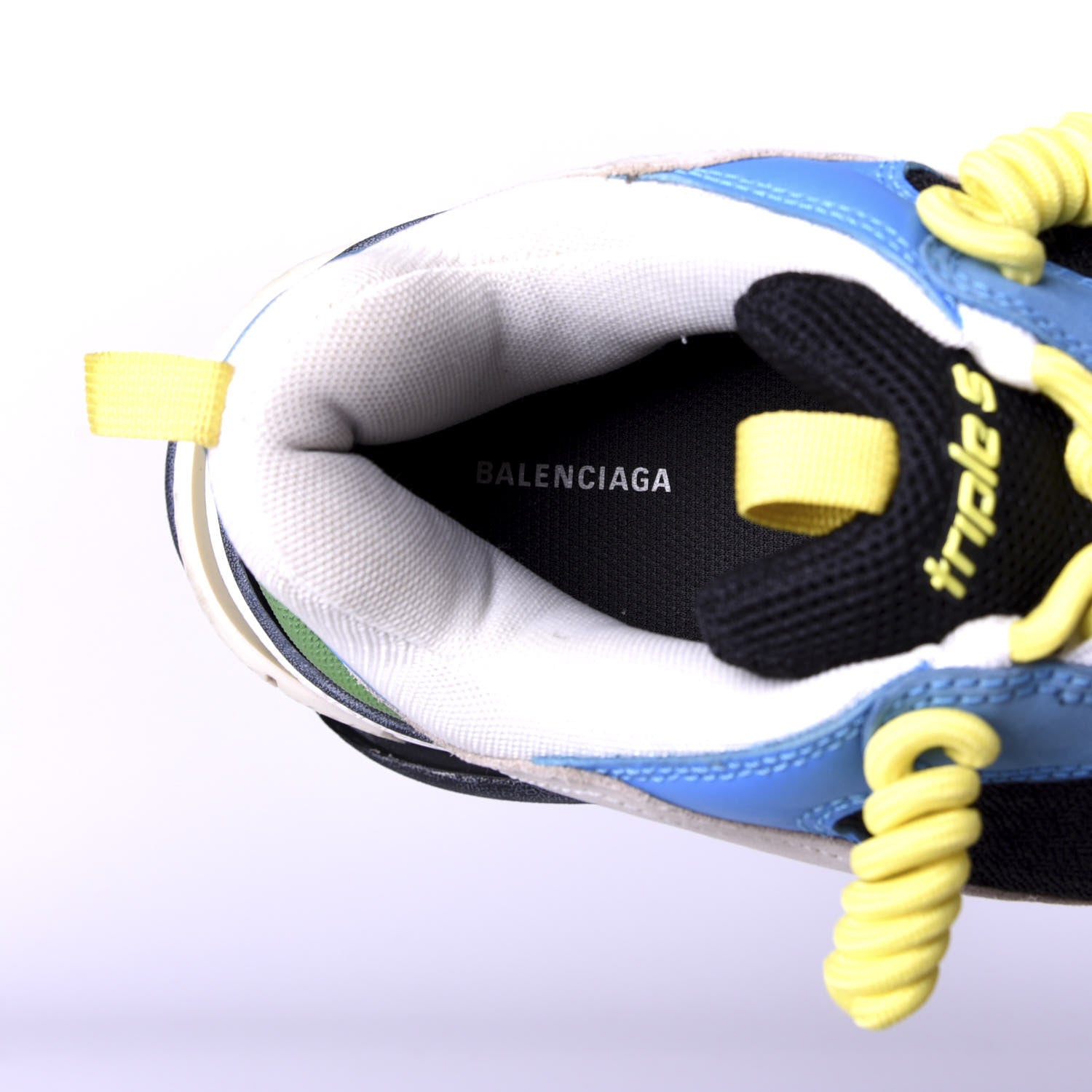 Balenciaga Fabric Mesh Nappa Mens Triple S Sneakers 45 Bleu White Vert Jaune 7 of 10