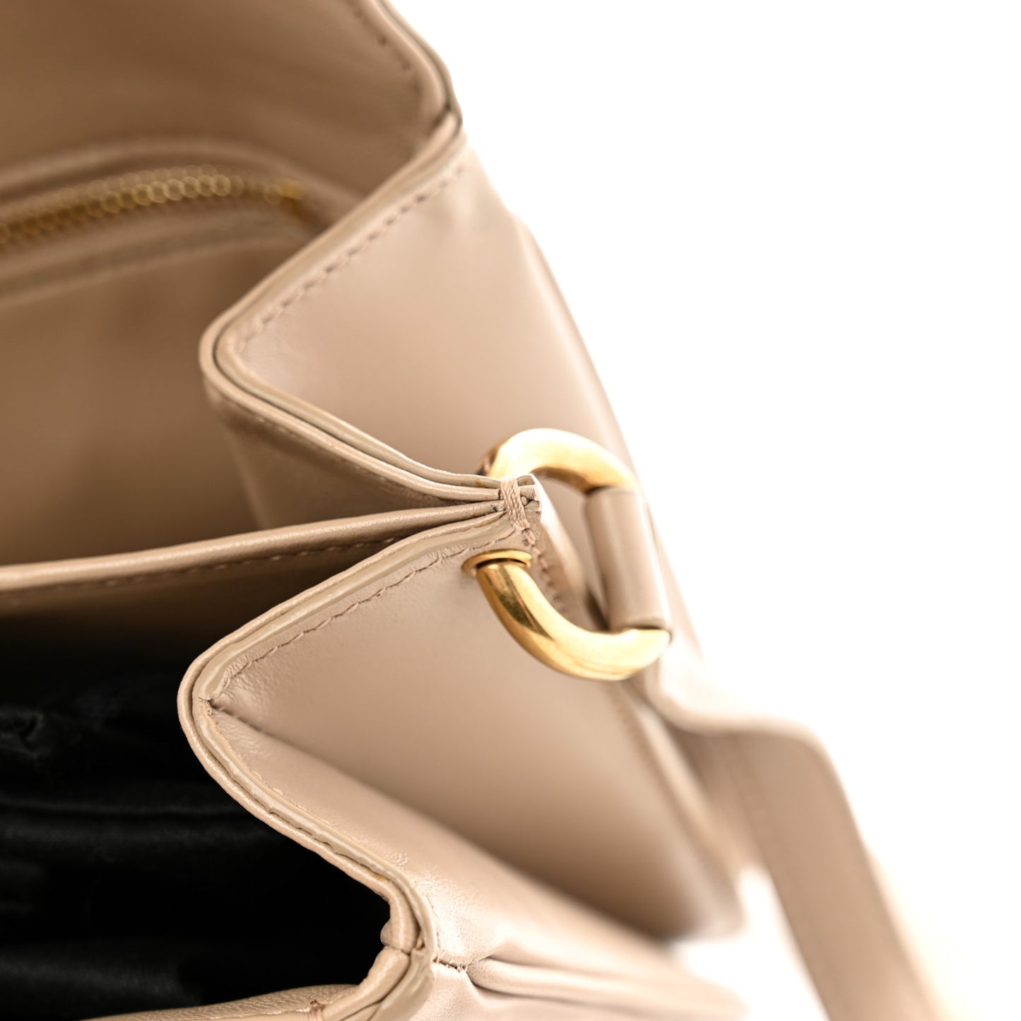 Smooth Calfskin Le Maillon Satchel Dark Beige