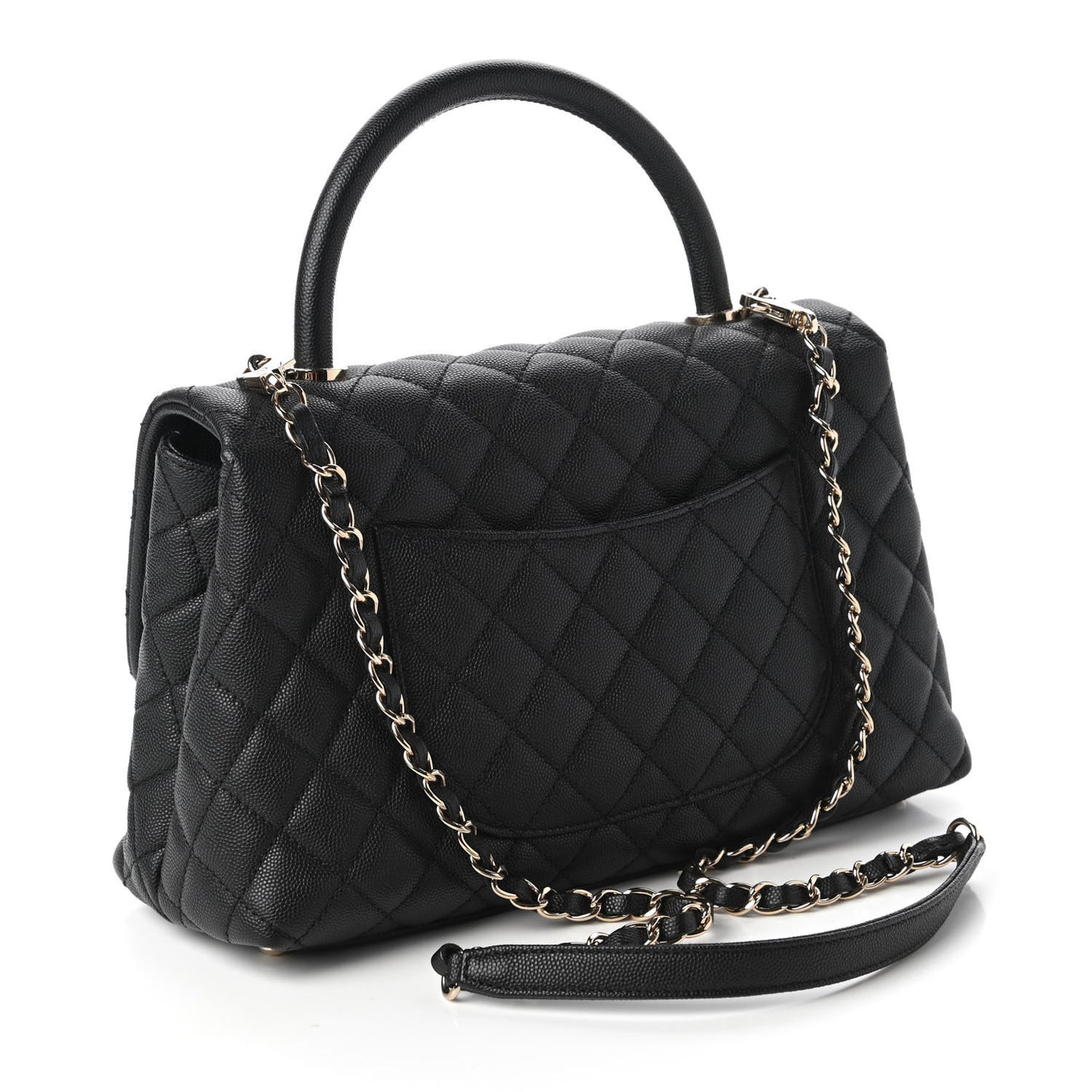 Caviar Quilted Small Coco Handle Flap Black