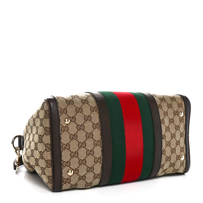 Gucci Monogram Vintage Web Medium Boston Dark Brown 4 of 10