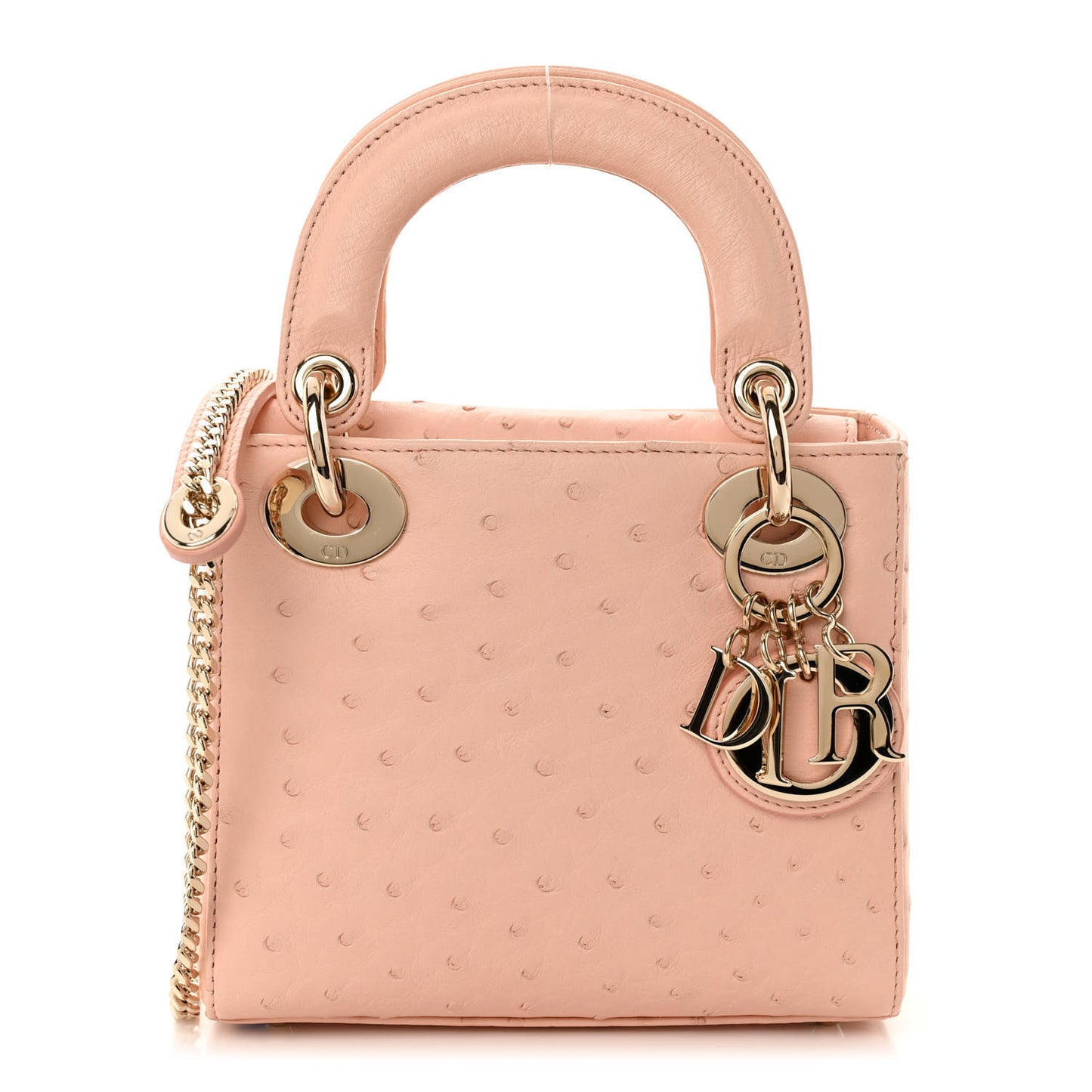 Ostrich Mini Lady Dior Light Pink