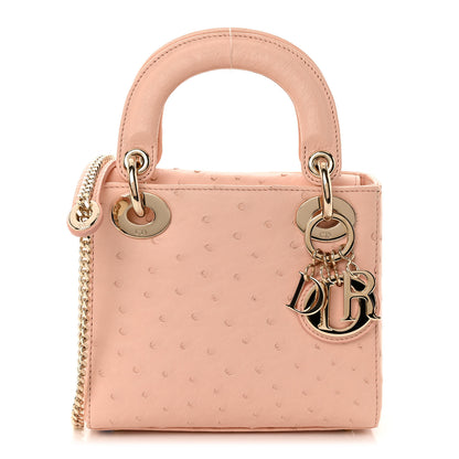 Christian Dior Ostrich Mini Lady Dior Light Pink 1 of 10
