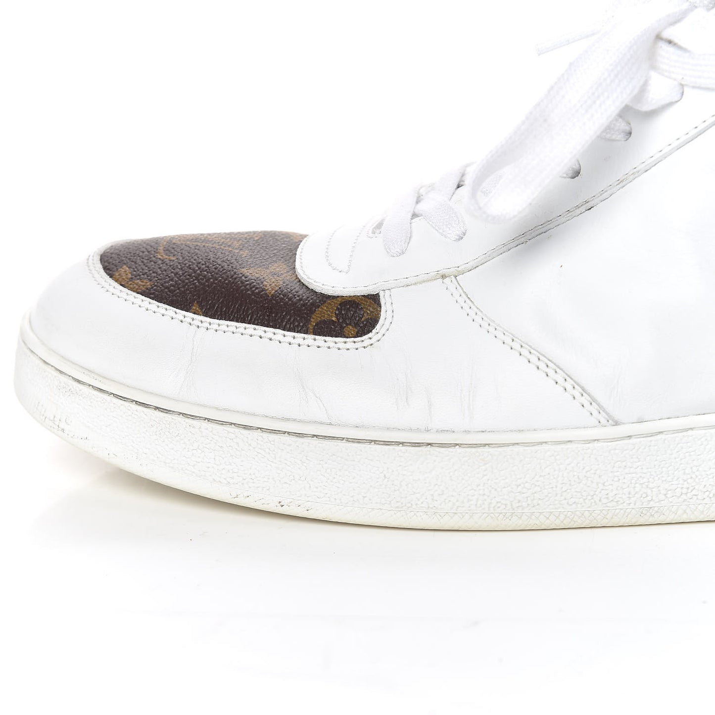 Calfskin Monogram Rivoli High Top Sneakers 10 White