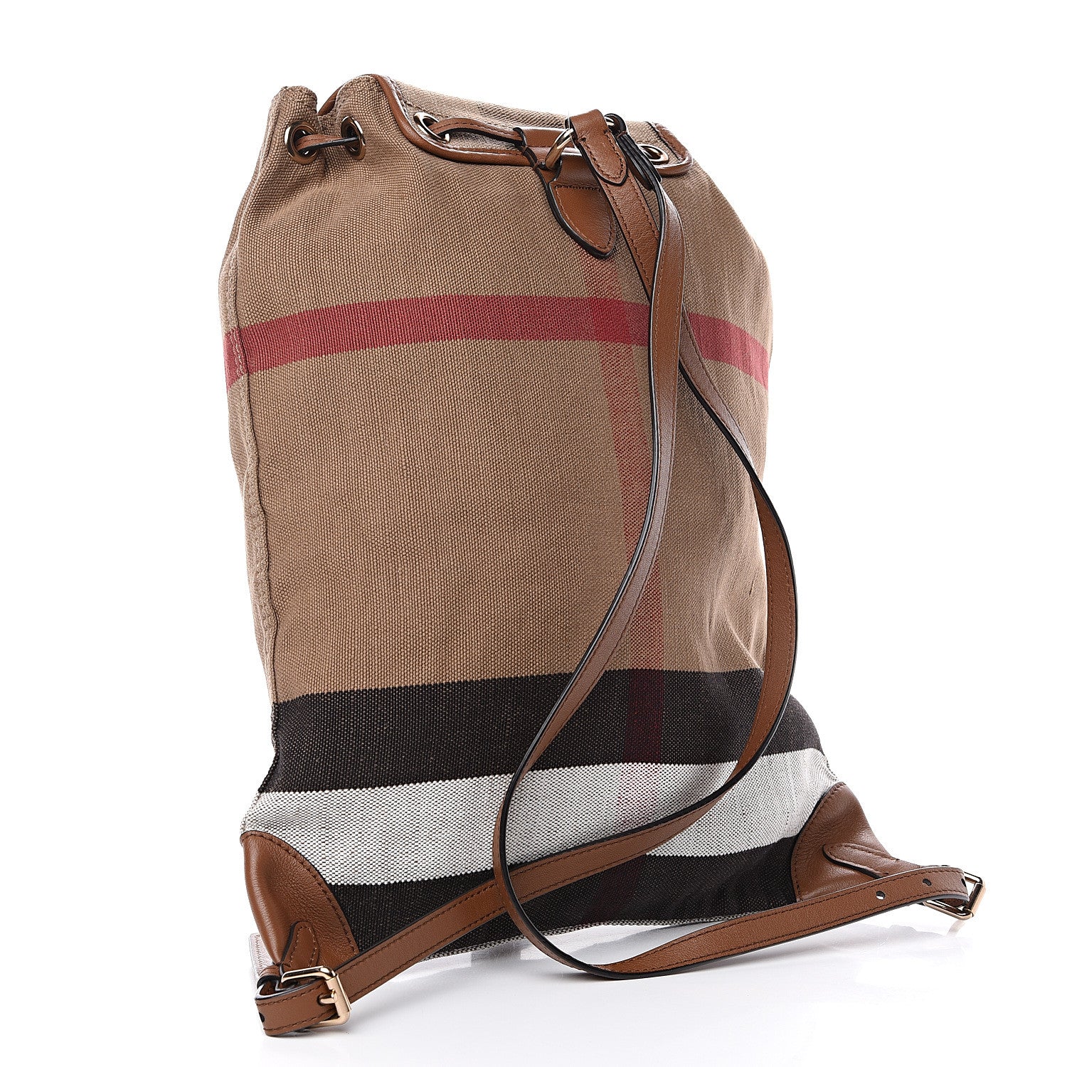 Burberry Overdyed Canvas Mega Check Medium Chiltern Backpack Tan 2 of 8
