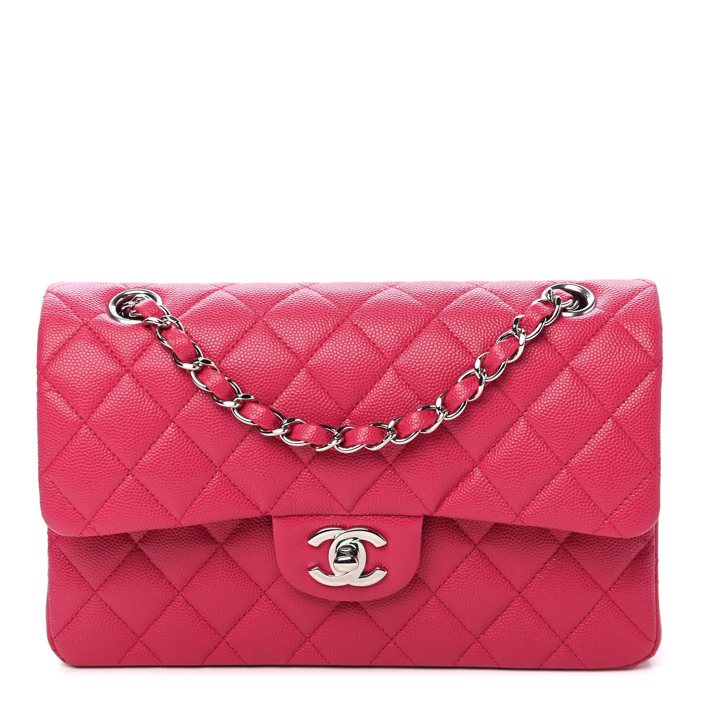 Caviar Quilted Small Double Flap Pink