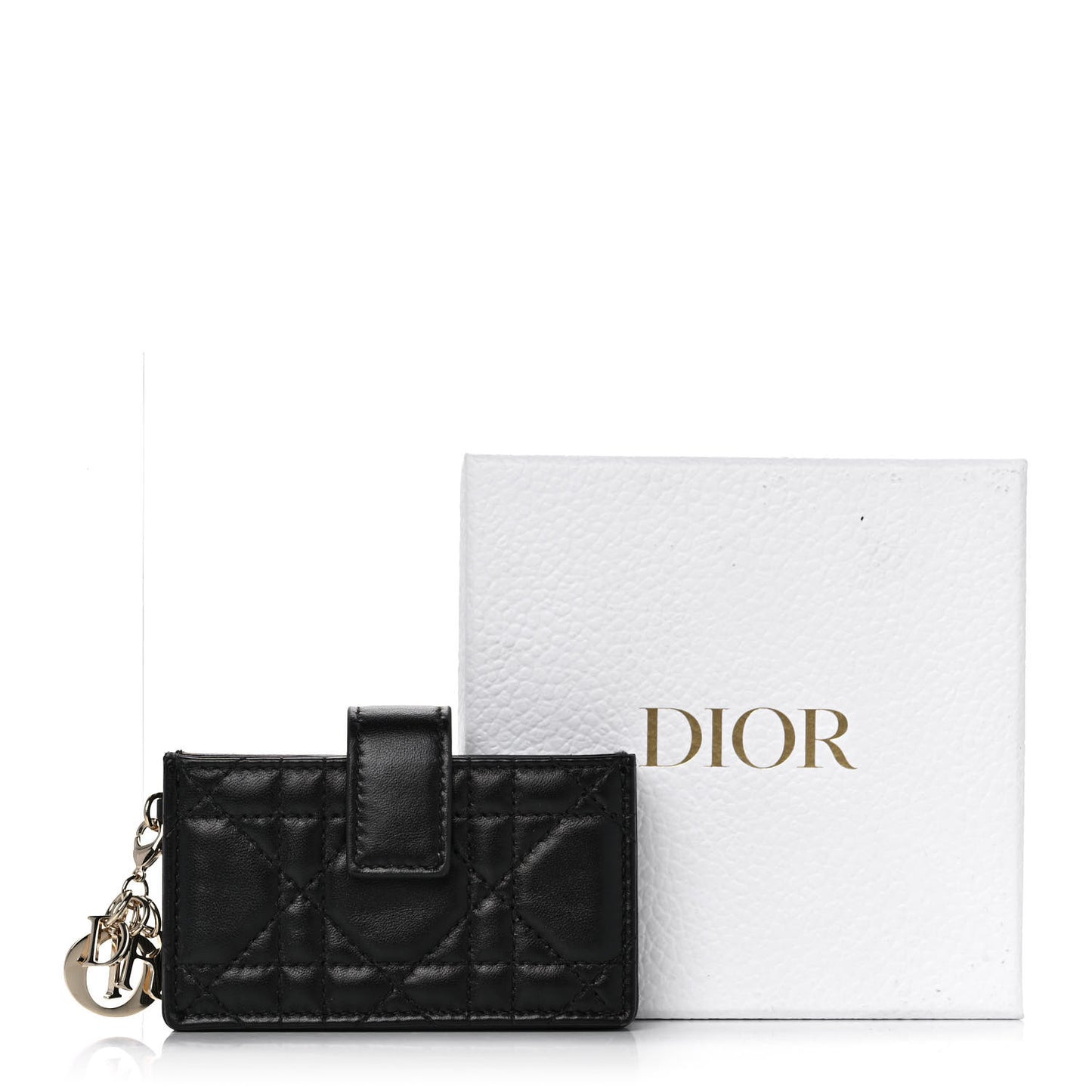 Lambskin Cannage Lady Dior 5-Gusset Card Holder Black