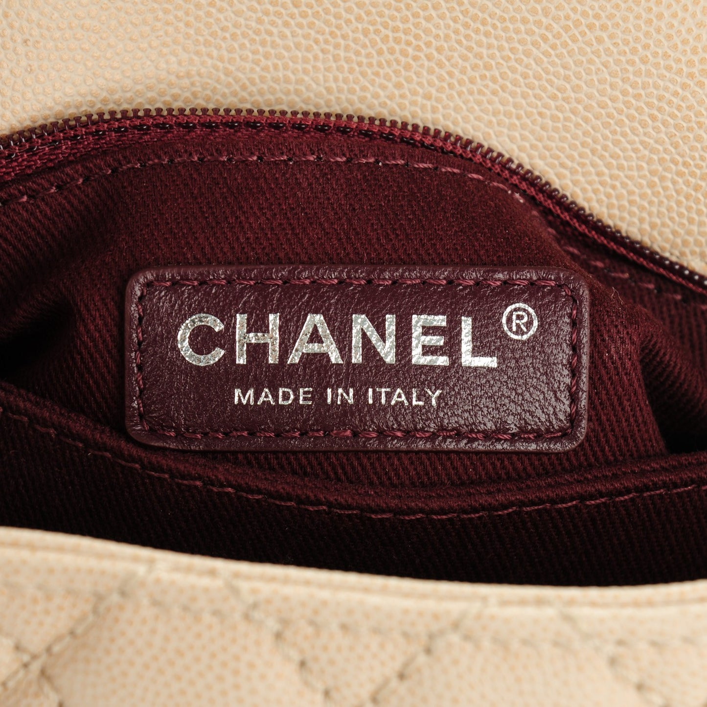 Caviar Quilted Mini Coco Handle Flap Light Beige