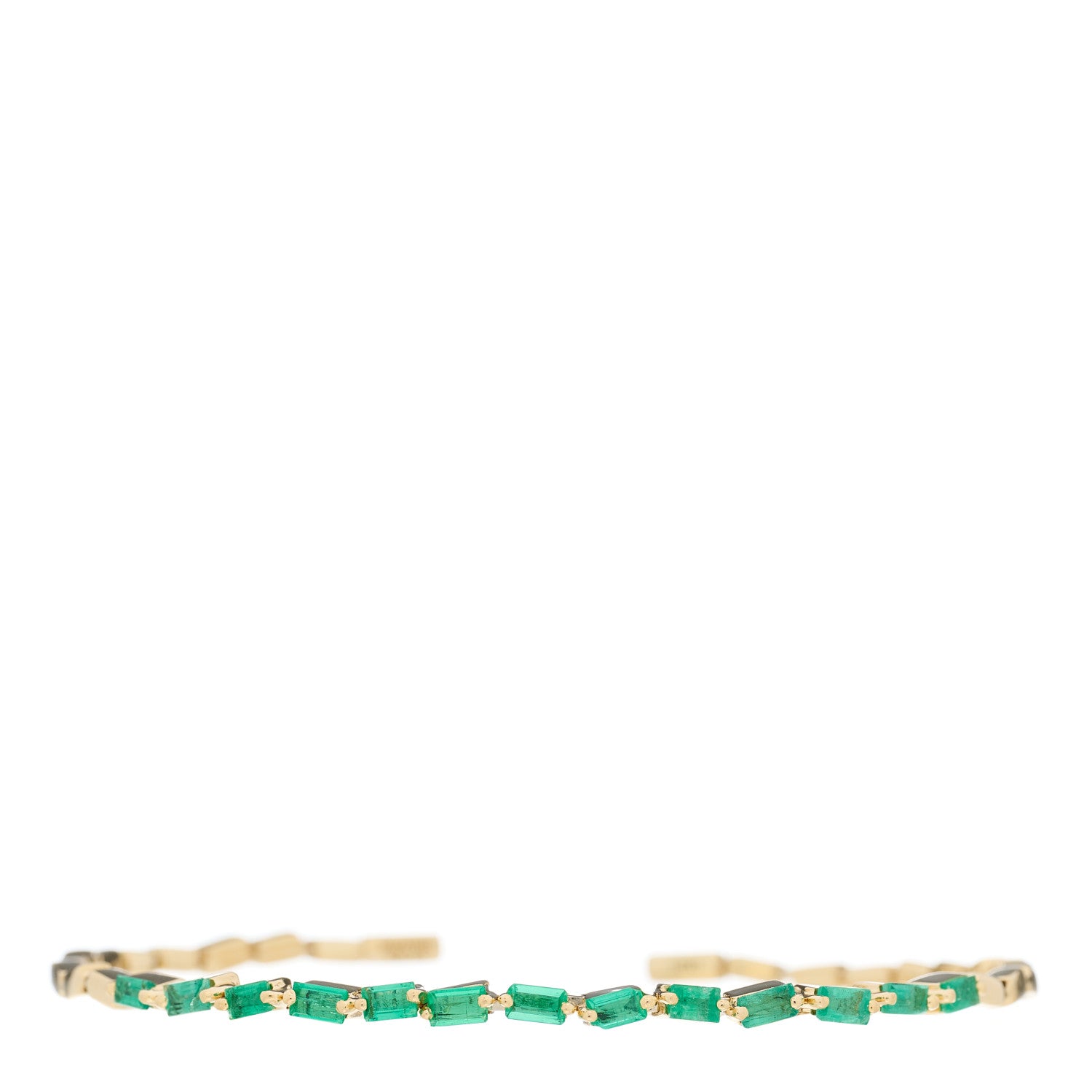 Suzanne Kalan 18K Yellow Gold Emerald Fireworks Cuff Bracelet 1 of 4