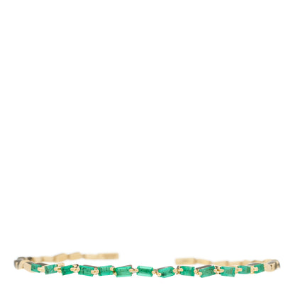 Suzanne Kalan 18K Yellow Gold Emerald Fireworks Cuff Bracelet 1 of 4
