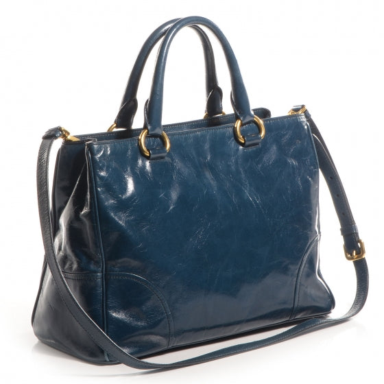 Prada Vitello Shine Tote Denim 3 of 11